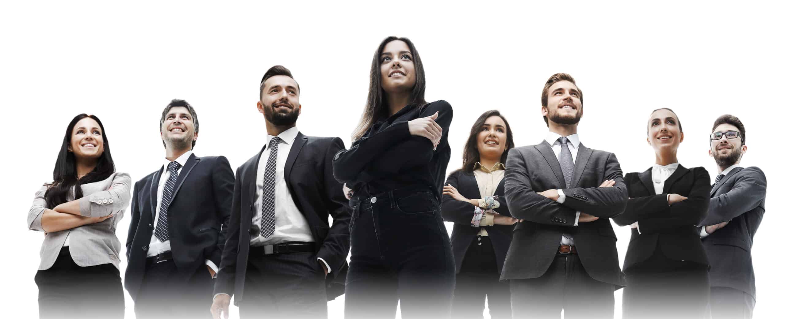 happy successful business team isolated on white background